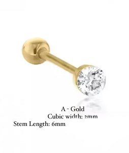 BALL-BACK STUDS I STUDS I S925 Sterling Silver | 18ct Gold/Platinun Plated | Cubic Zirconia | Single Piece