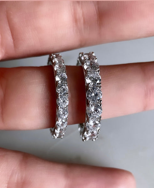 TRUELOVE I Eternity Band I S925 Sterling Silver I Platinum Plated I Cubic Zirconia (3 widths)