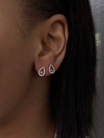 Fahari | Evil Eye Teardrop Stud Earrings