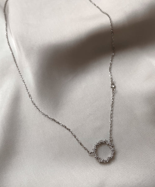 ASTRA I S925 Sterling Silver 18ct gold plated | Circular Cubic Zirconia Necklace