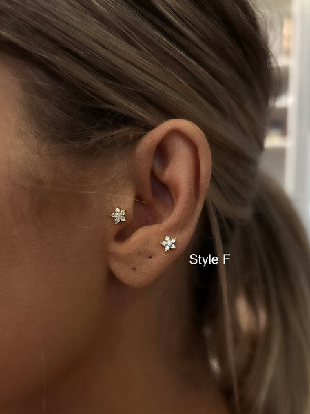 BALL-BACK STUDS I STUDS I S925 Sterling Silver | 18ct Gold/Platinun Plated | Cubic Zirconia | Single Piece
