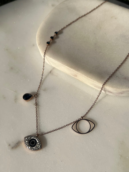 NERA | Rose-Gold / Gold Evil Eye Charm | Stainless Steel 18k Gold | Necklace