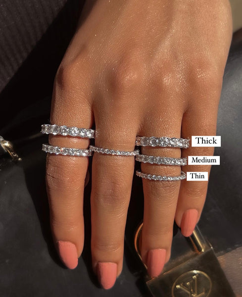 TRUELOVE I Eternity Band I S925 Sterling Silver I Platinum Plated I Cubic Zirconia (3 widths)