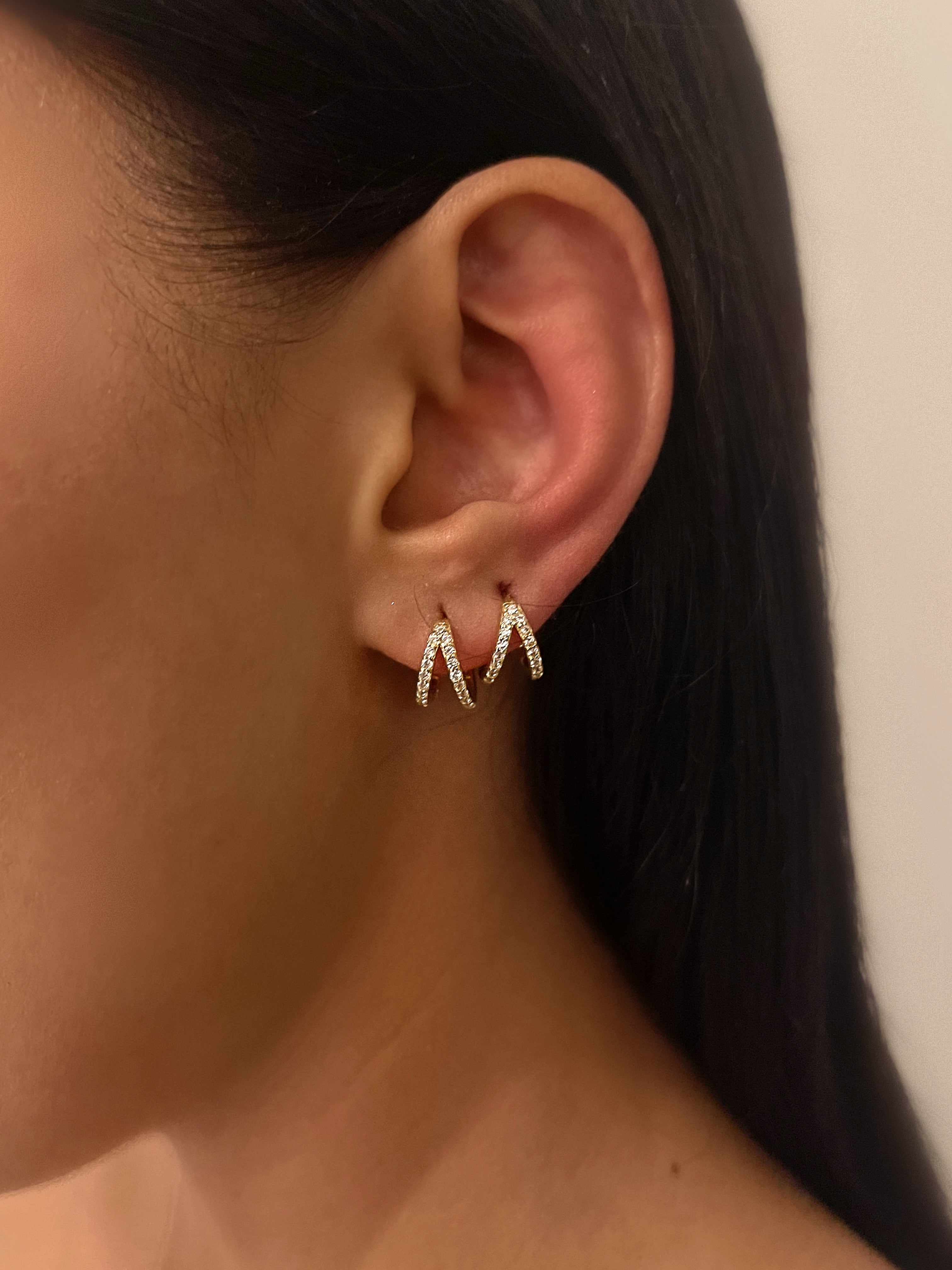 DESIREÉ | Pavé Huggies| S925 Sterling Silver 18ct gold plated Clear Cubic Zirconia