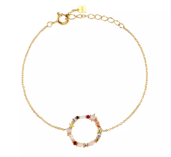 ANASTASIA | S925 Sterling Silver | 18ct Gold Plated | Multicolored Circular Necklace/Bracelet/Earrings