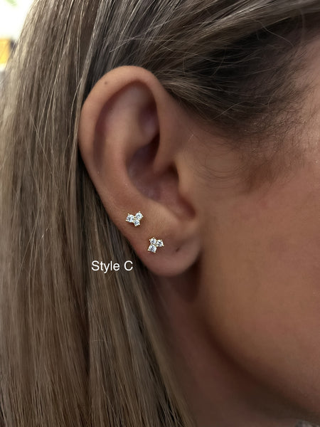 BALL-BACK STUDS I STUDS I S925 Sterling Silver | 18ct Gold/Platinun Plated | Cubic Zirconia | Single Piece