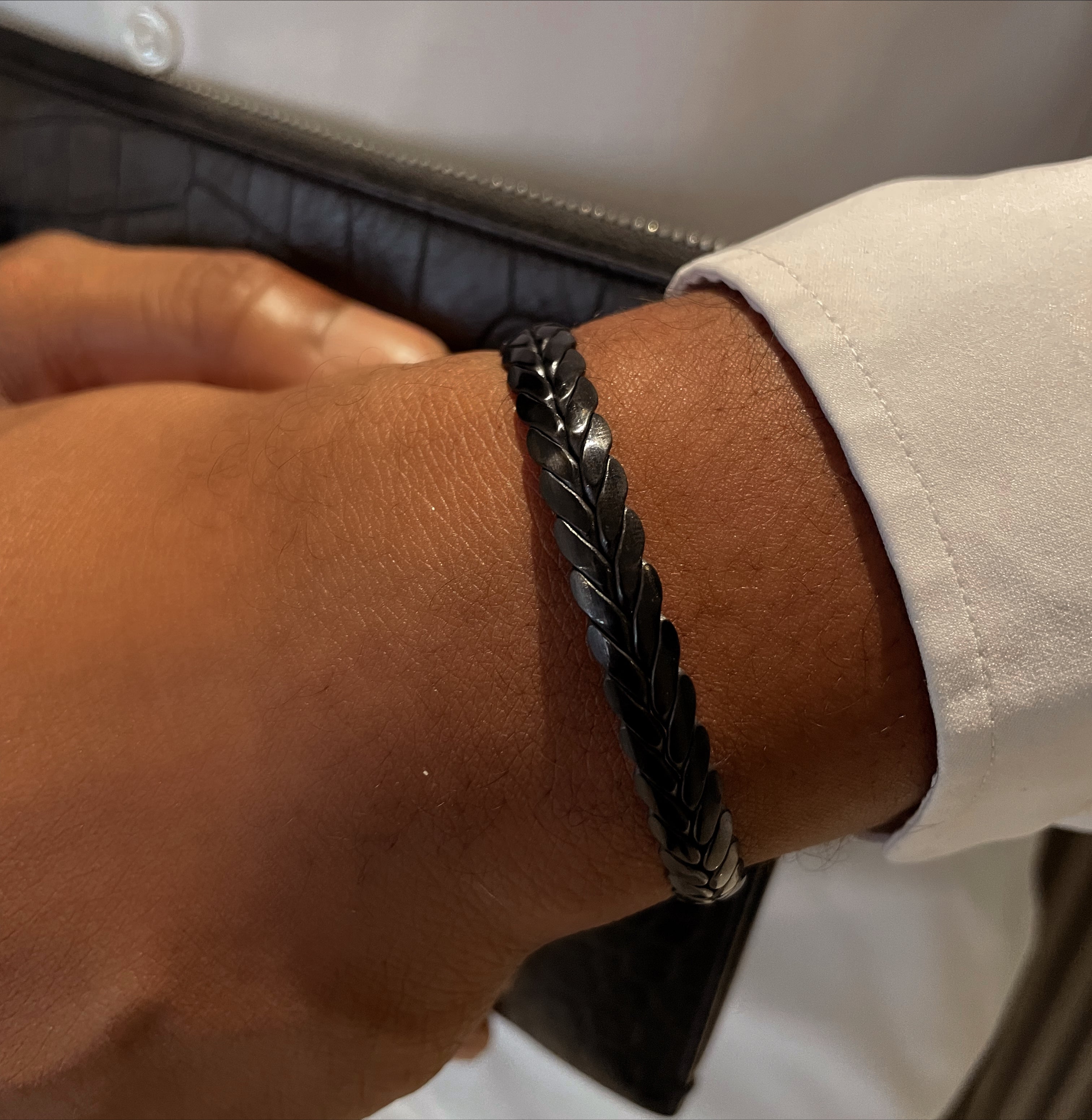 DRIP | ZibaMan | Silver/Black Woven Cuff | Tarnish-Free