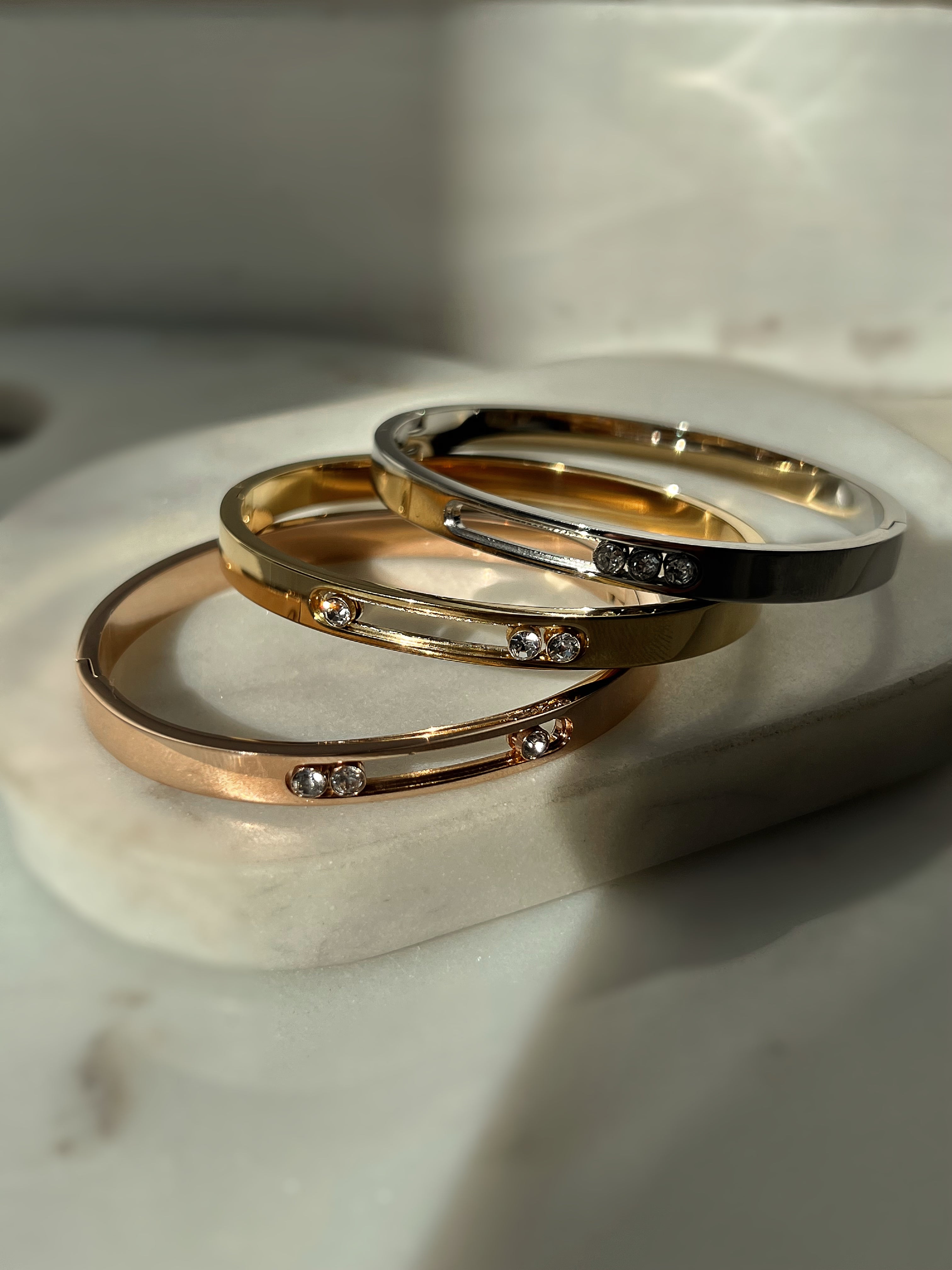 DANCING DIAMONDS BANGLE | Tarnish Free | Stainless Steel | Bracelet (1 piece)
