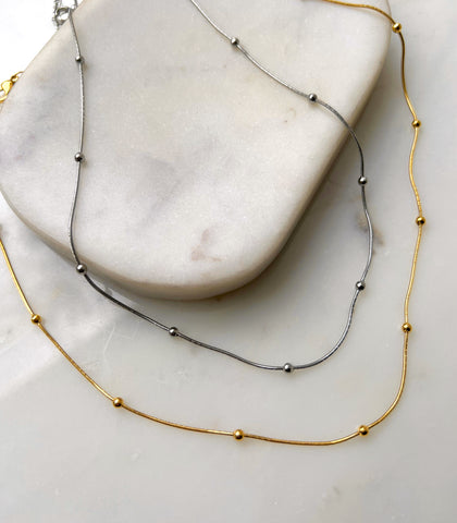 ESSENTIAL | Tarnish Free | Dainty Ball Necklace | Silver/Gold/Rose-Gold