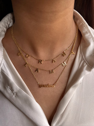 GLAMMA GRANNY GRAN OUMA MA NAN NANI NANA DADI GRANDMA GOGO GLAMMY GIGI | GRANDMOTHER WORD NECKLACES | 11 styles | Tarnish Free | 18ct Gold Plated and Stainless Steel |