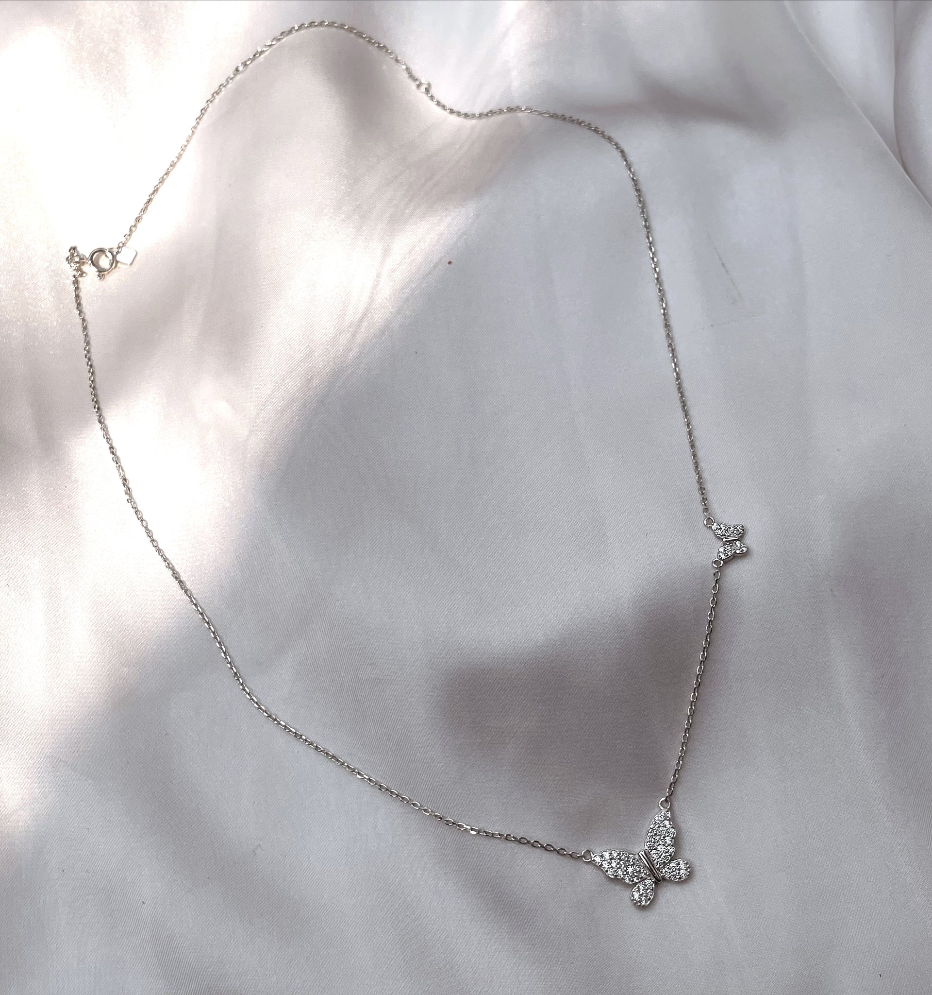 YARA | S925 Sterling Silver I 18k Gold/Platinum Plated I Cubic Zirconia Double Butterfly Necklace
