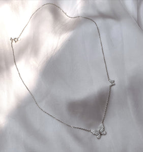 YARA | S925 Sterling Silver I 18k Gold/Platinum Plated I Cubic Zirconia Double Butterfly Necklace