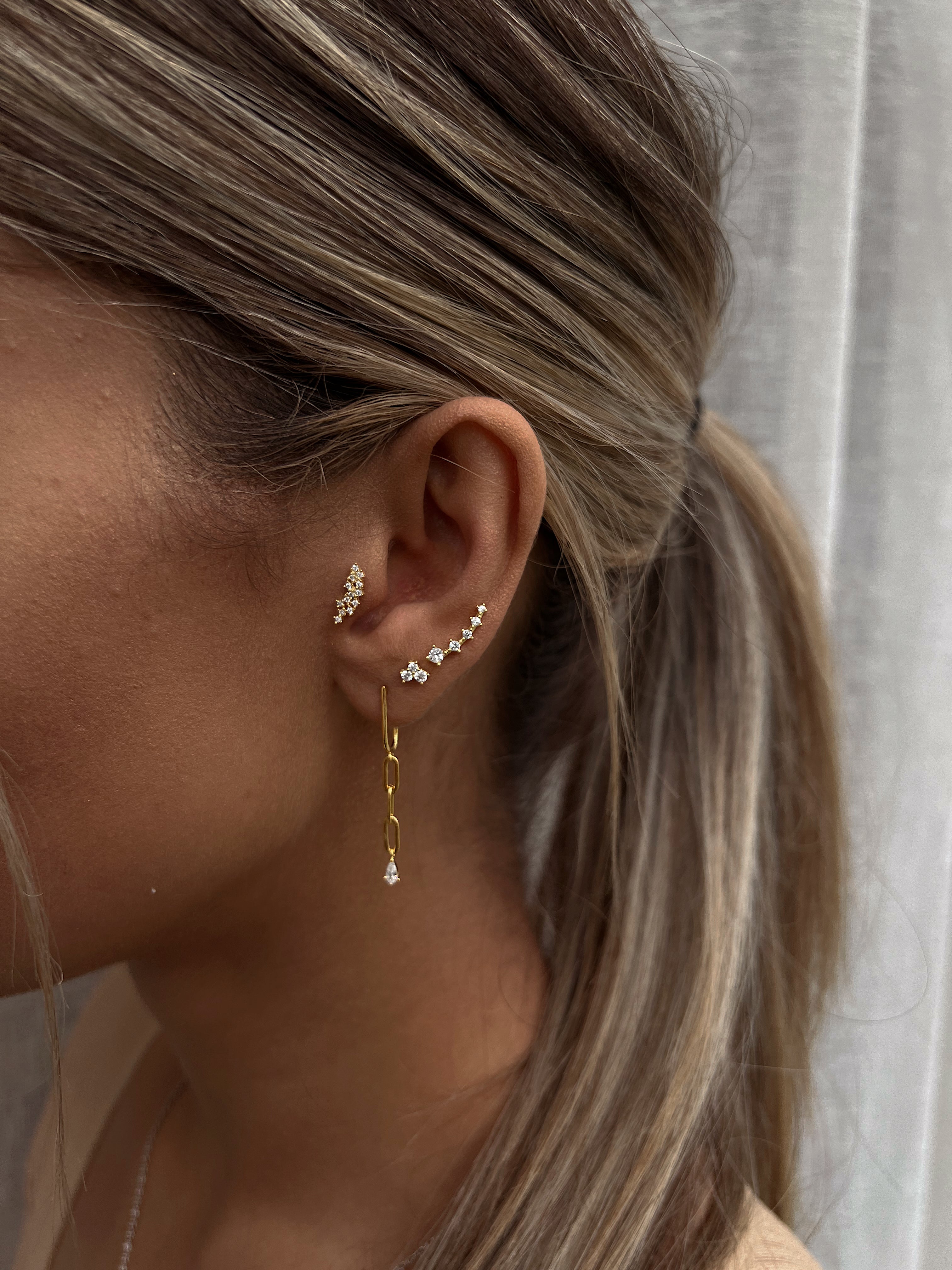 BALL-BACK LINEAR STUDS I S925 Sterling Silver | 18ct Gold/Platinum Plated | Cubic Zirconia