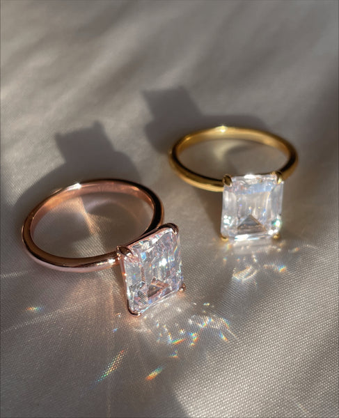 CANNES I Tarnish Free | Eternity Band with centre baguette stone I S925 Sterling Silver I Platinum Plated I Cubic Zirconia (3 colours)