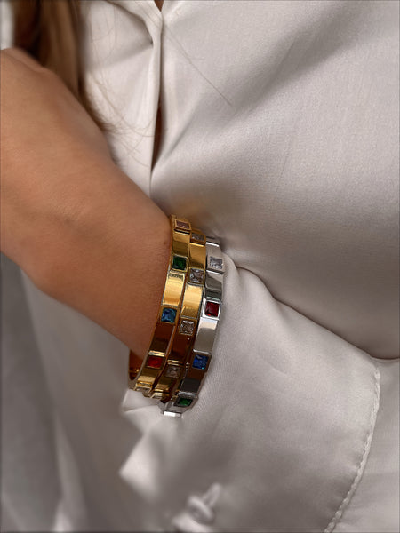 EUROPA | Tarnish-Free | Multicoloured/Clear Cubic Zirconia | Cuff (1 piece)