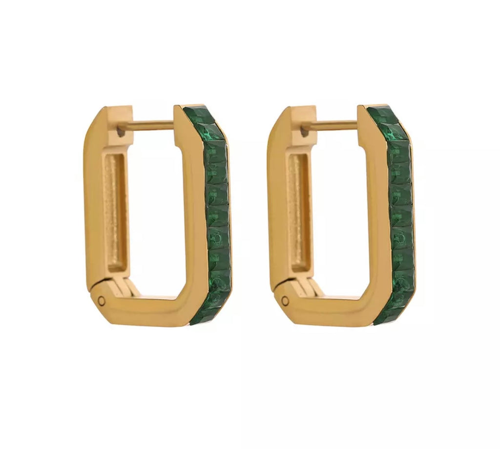 KENDALL TarnishFree Gold Cubic Zirconia Emerald/Clear Rectangul