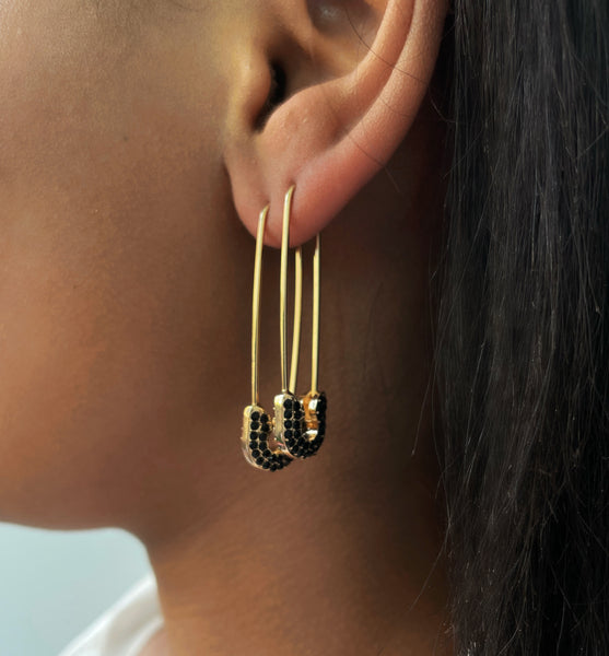 DIXIE | Jewel Encrusted Safety Pin Earrings