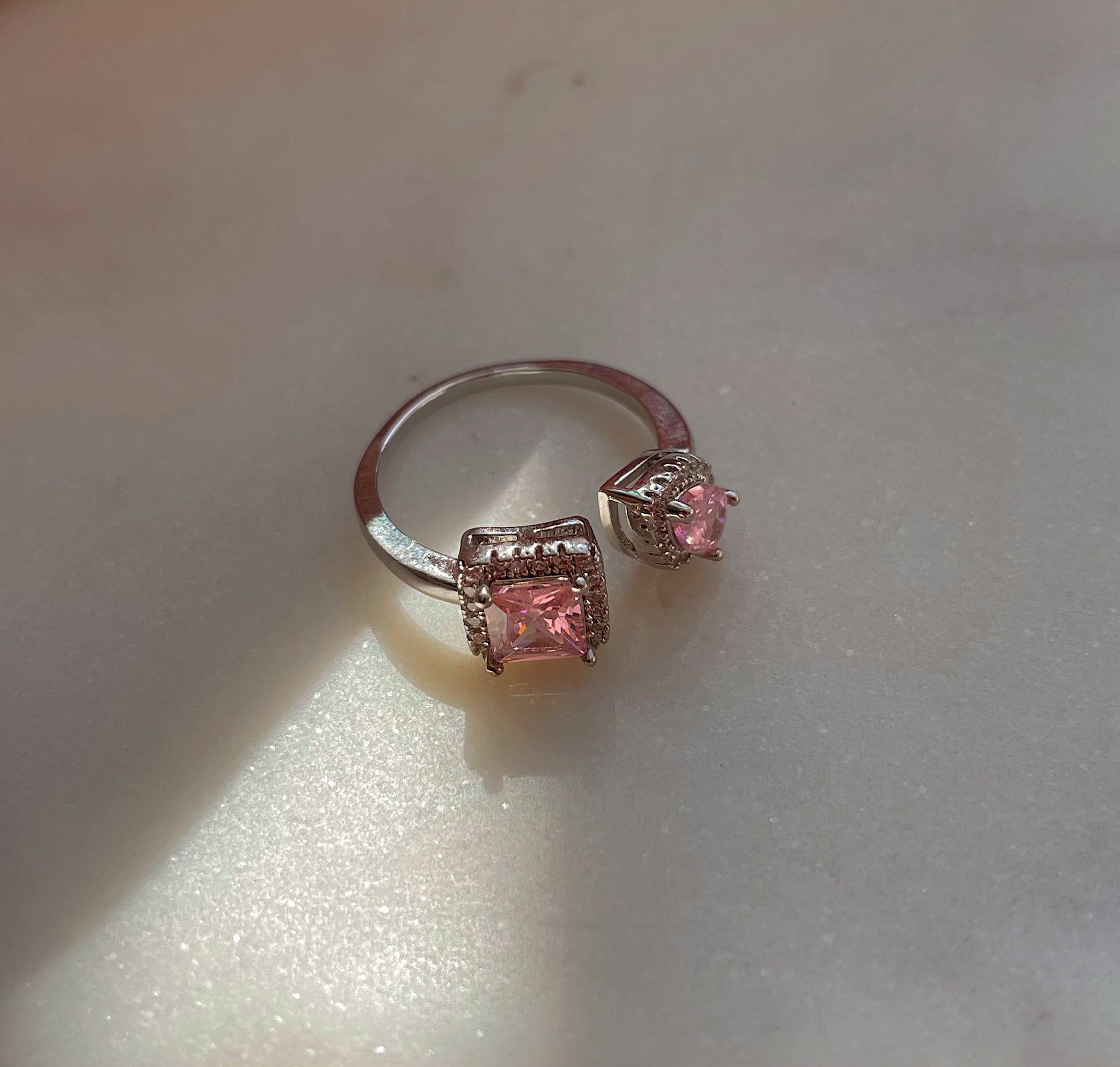 AMAL | Luxury Silver Adjustable Coloured Cubic Zirconia Ring | AAA Grade Cubic Zirconia