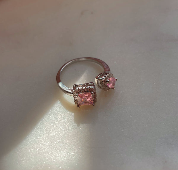 AMAL | Luxury Silver Adjustable Coloured Cubic Zirconia Ring | AAA Grade Cubic Zirconia