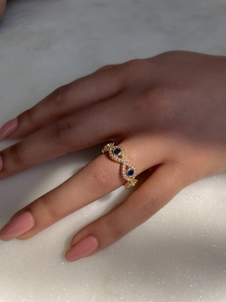 THALIA | Evil Eye | Encrusted Adjustable Ring