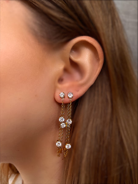 NIHAL | Tarnish-Free | Cubic Zirconia Chain Stud | Earring