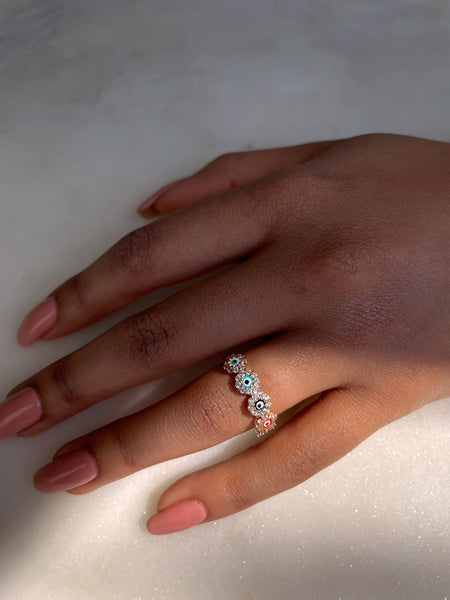 ARIA | Evil Eye | Multi-Coloured Encrusted Adjustable Ring