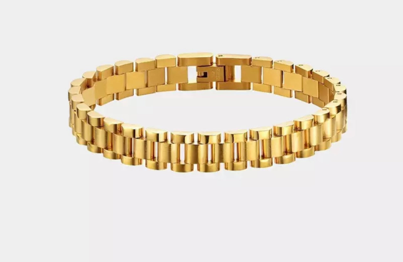 BEVERLY HILLS | Tarnish-Free | Gold Cubic Zirconia Chunky Link | Bracelet/Ring/Earrings