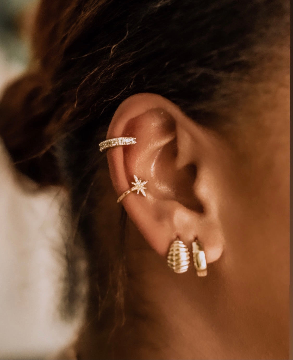 Shooting Star Cubic Zirconia ear cuffs (pair)