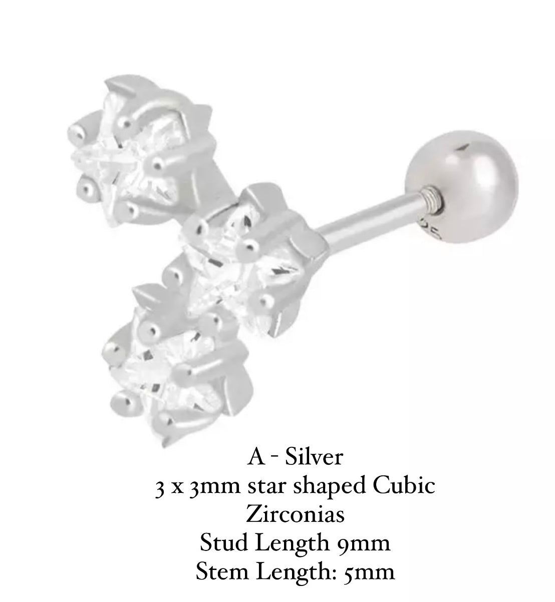 BALL-BACK LINEAR STUDS I S925 Sterling Silver | 18ct Gold/Platinum Plated | Cubic Zirconia