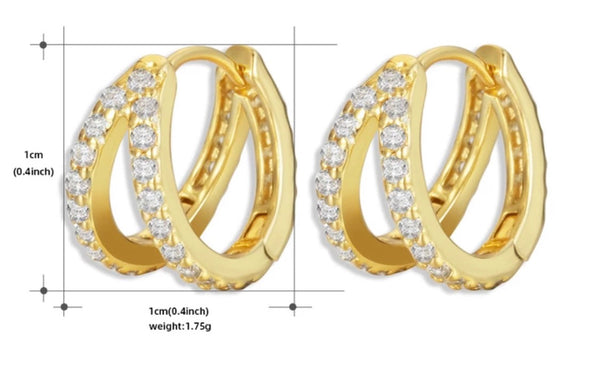 DESIREÉ | Pavé Huggies| S925 Sterling Silver 18ct gold plated Clear Cubic Zirconia