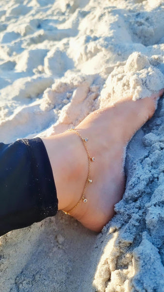 MOONDROPS | 18k Gold/Silver Plated | Cubic Zirconia Anklet