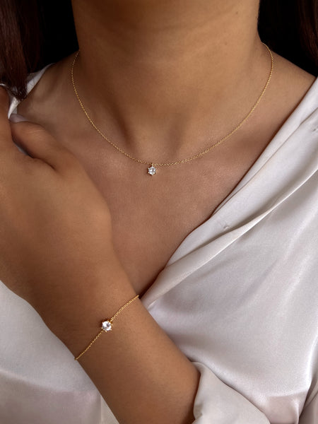 PARIS | Tarnish Free | S925 Sterling Silver I 18ct gold plated I Cubic Zirconia I Pendant Necklace/Bracelet