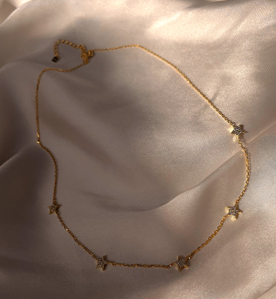 STARSTRUCK | S925 Sterling Silver | 18ct Gold Plated | Multi Star Necklace