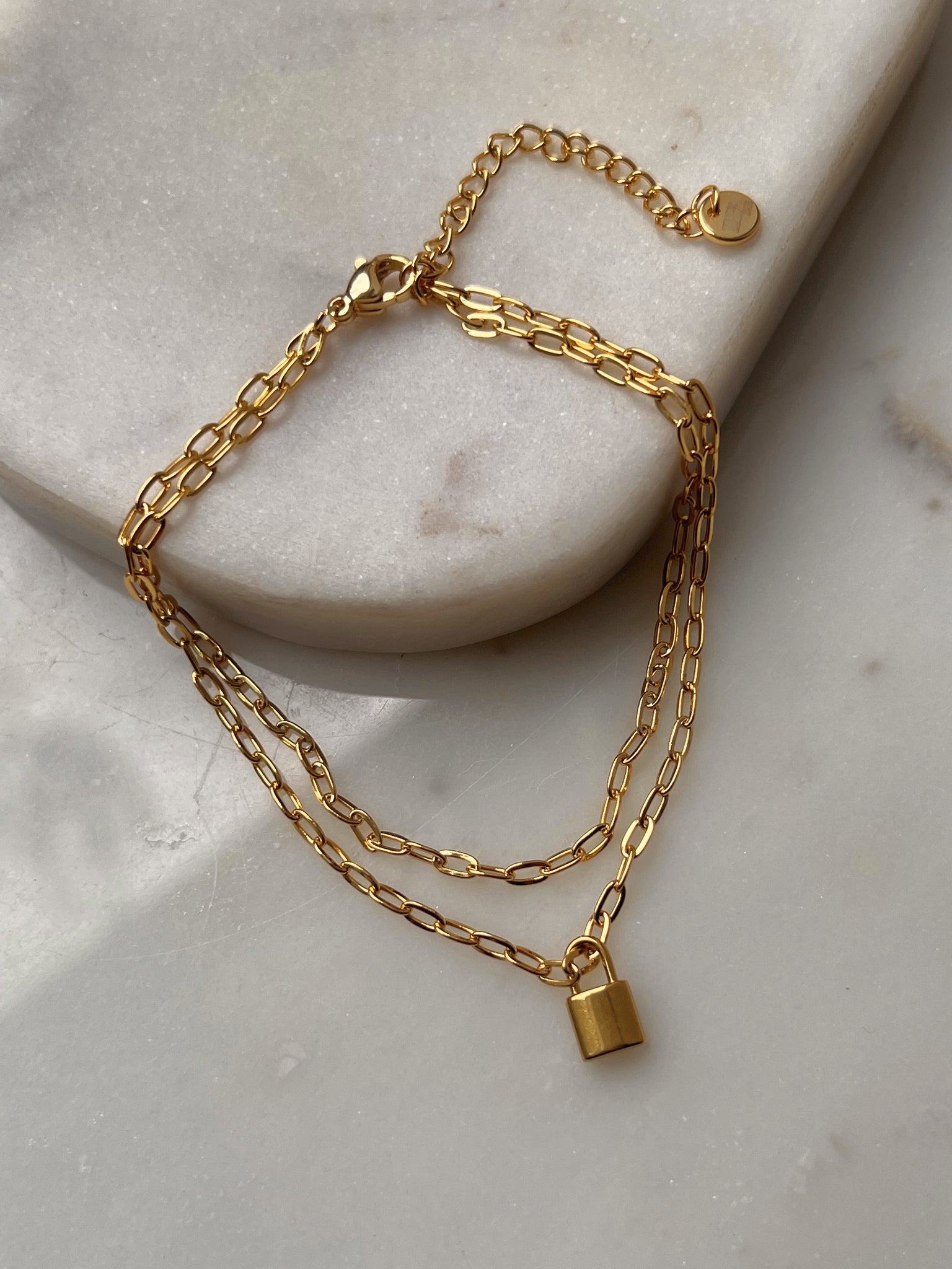 NUSHKA DOUBLE LAYER | ANKLET Tarnish-Free | Paper Clip Lock Anklet | Stainless Steel 18k Gold Plated
