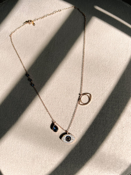 NERA | Rose-Gold / Gold Evil Eye Charm | Stainless Steel 18k Gold | Necklace
