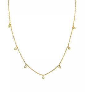 ALEKS RAINDROPS | Tarnish Free | S925 Sterling Silver 18ct gold plated Dainty Drop Necklace | Gold/Silver