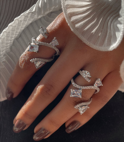 QUINN I Luxury Silver Wrap Ring | AAA Grade Cubic Zirconia I