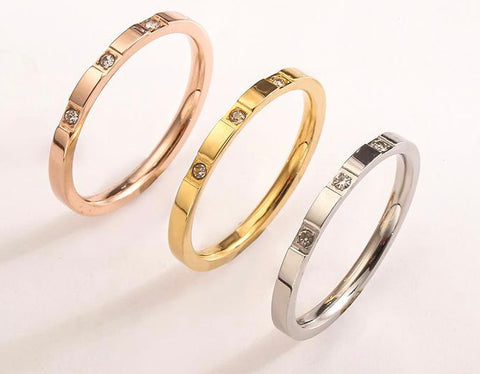 DONNATELLA | Tarnish Free | Thin Encrusted Designer-Inspired | Gold/Silver/Rose Gold Ring (1 piece)