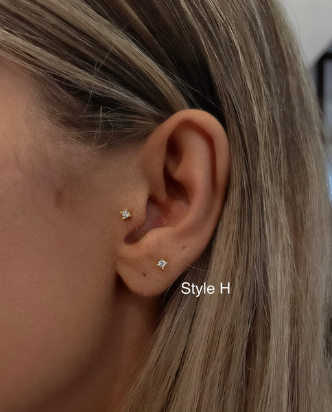 BALL-BACK STUDS I STUDS I S925 Sterling Silver | 18ct Gold/Platinun Plated | Cubic Zirconia | Single Piece