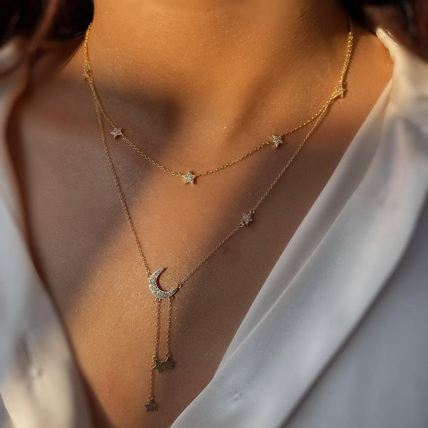 STARSTRUCK | S925 Sterling Silver | 18ct Gold Plated | Multi Star Necklace