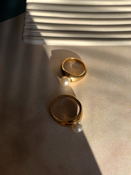 AZALEA | | Tarnish Free | Minimalist Gold Pearl Ring