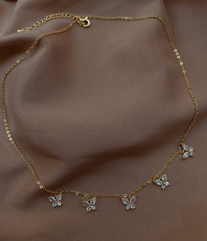 FLUTTER | S925 Sterling Silver I 18k Gold/Platinum Plated I Cubic Zirconia Double Butterfly Necklace