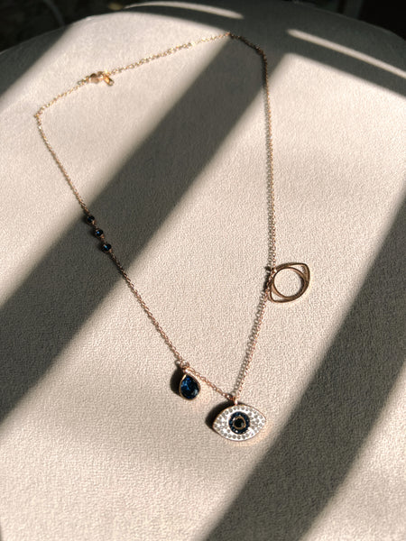NERA | Rose-Gold / Gold Evil Eye Charm | Stainless Steel 18k Gold | Necklace