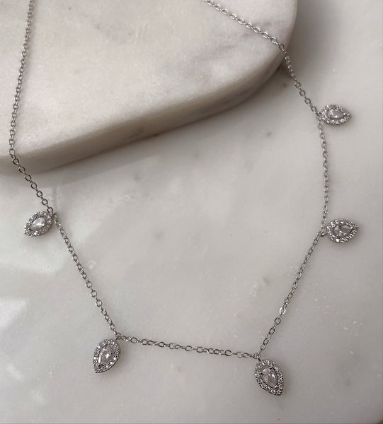 ALEENA | Silver/Gold Teardrop Luxury Necklace | AAA Grade Cubic Zirconia