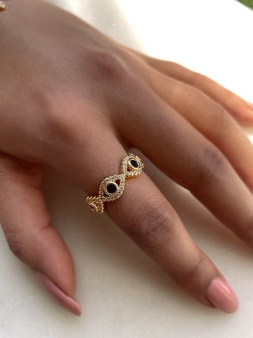 THALIA | Evil Eye | Encrusted Adjustable Ring