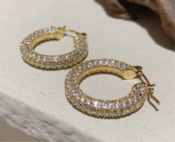 ANGELICA | Gold/Silver Luxury Cubic Zirconia Encrusted Hoops (1 or 2 cm)