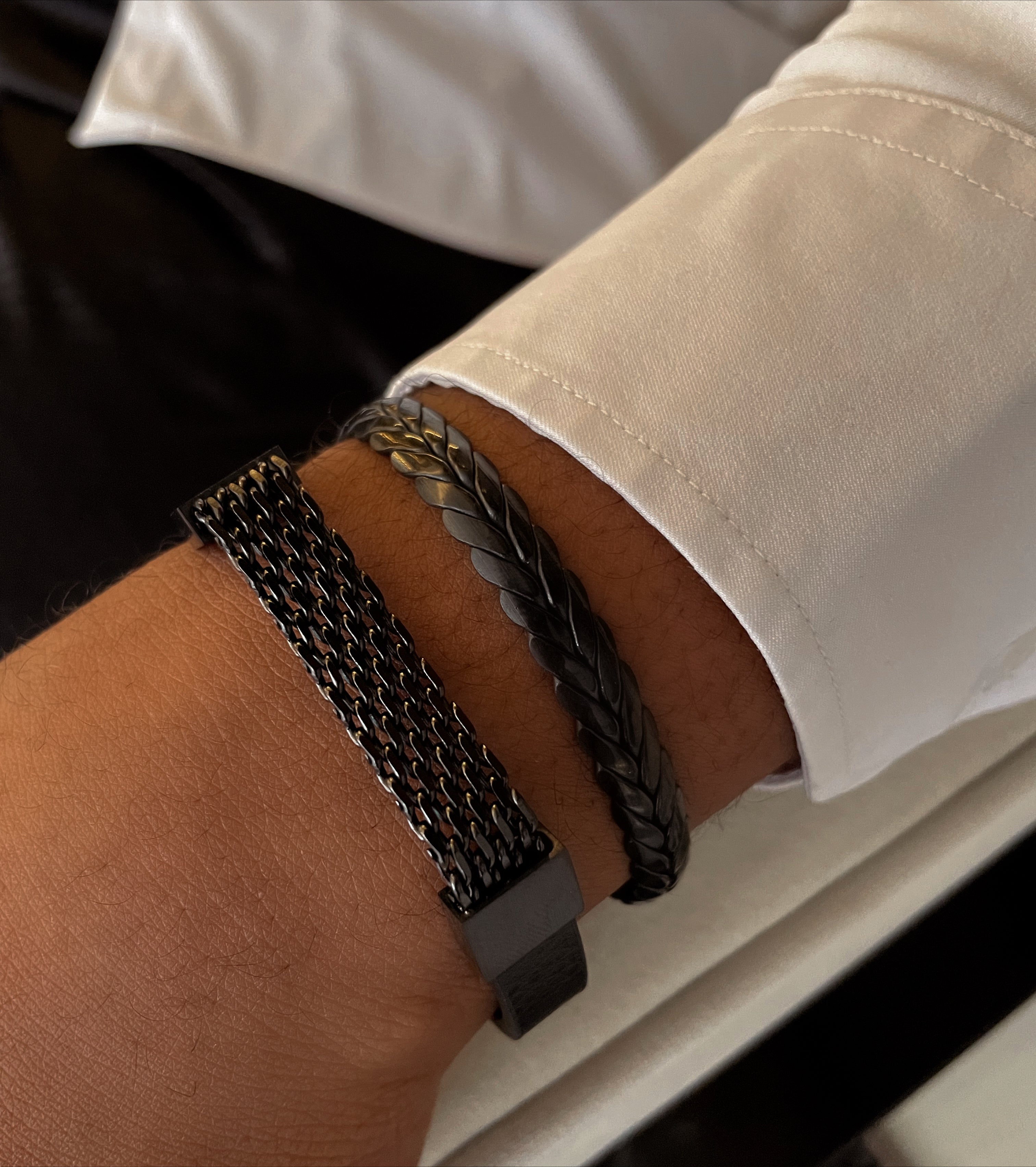 DRIP | ZibaMan | Silver/Black Woven Cuff | Tarnish-Free
