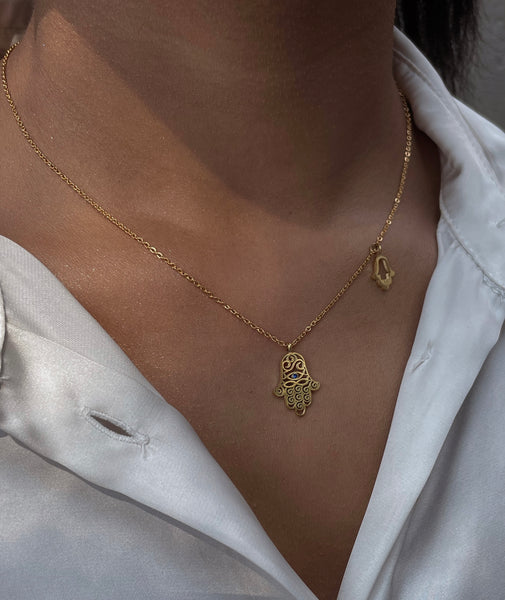 Hamsa Hand | Tarnish Free | Pendant necklace | Stainless Steel | 18k Gold Plated