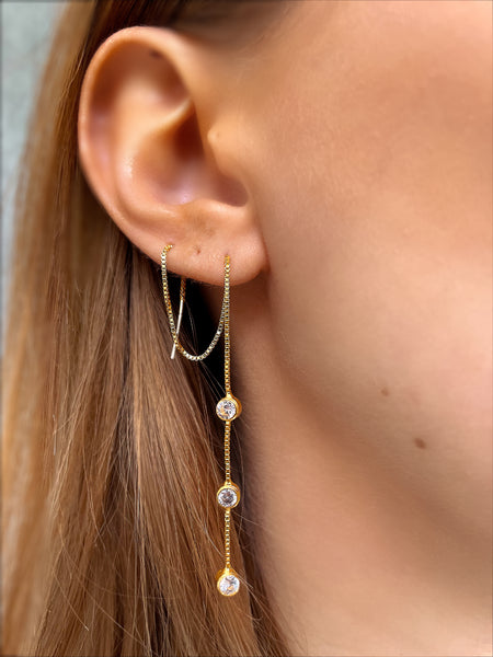 YAZ K | 18k Gold Plated Cubic Zirconia Threader | Earring