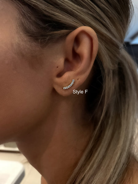 BALL-BACK LINEAR STUDS I S925 Sterling Silver | 18ct Gold/Platinum Plated | Cubic Zirconia